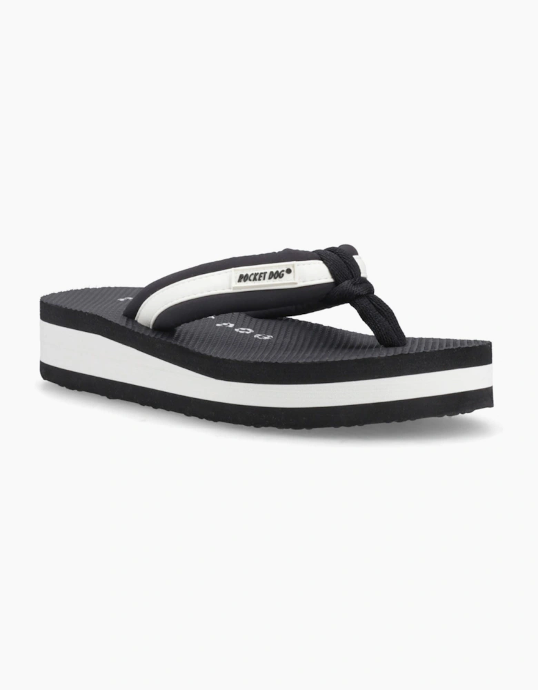 Monica Nylon PU Textile Women's Black/Off White Flip Flops