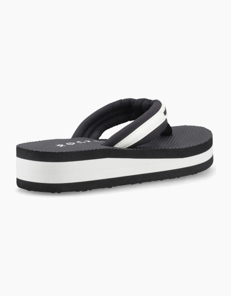 Monica Nylon PU Textile Women's Black/Off White Flip Flops