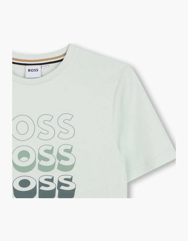 BOSS BOYS REPEAT LOGO SPROUT GREEN T SHIRT J52982 *** Shorts sold separately***