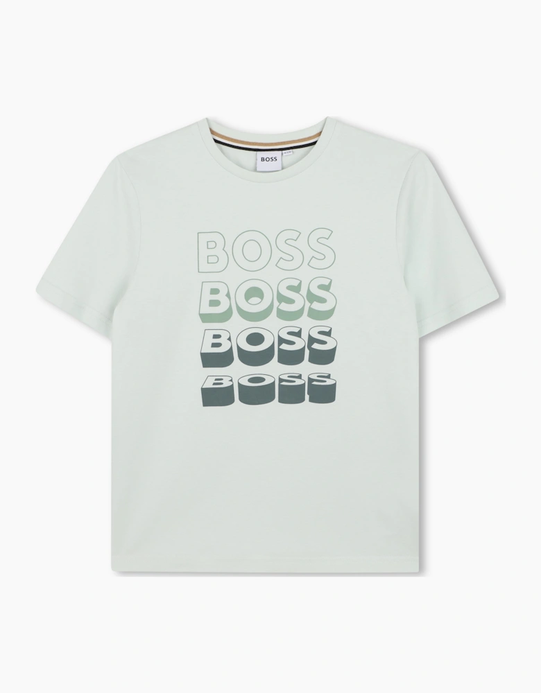 BOSS BOYS REPEAT LOGO SPROUT GREEN T SHIRT J52982 *** Shorts sold separately***