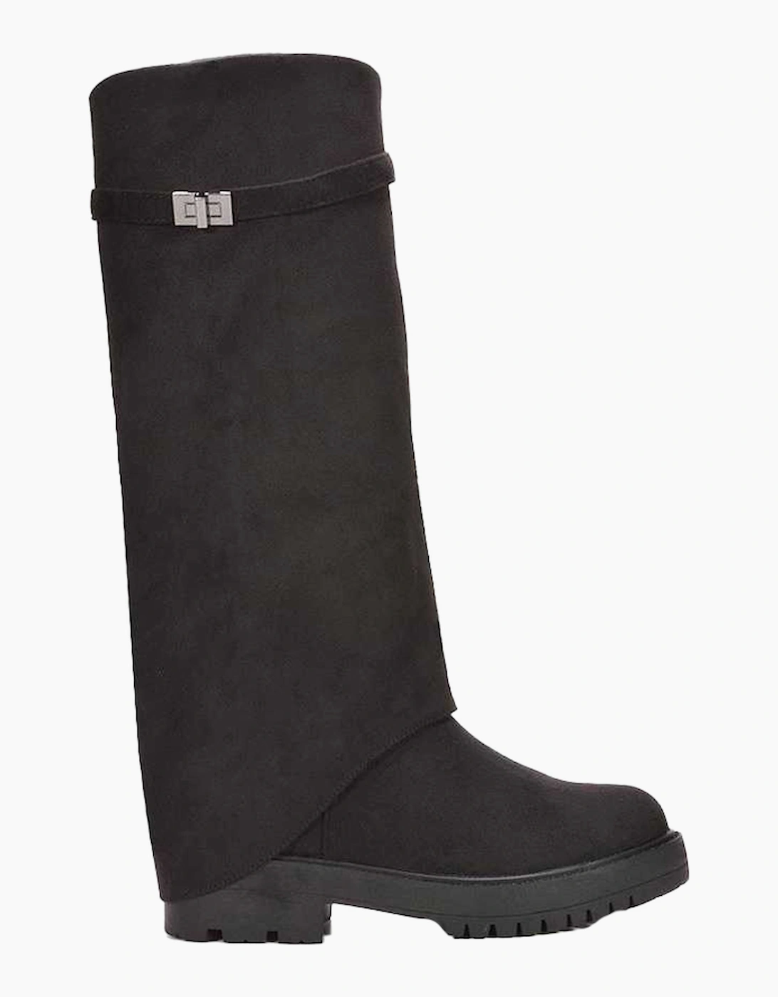 Womens/Ladies Amina Fold Over Knee-High Low Heel Boots