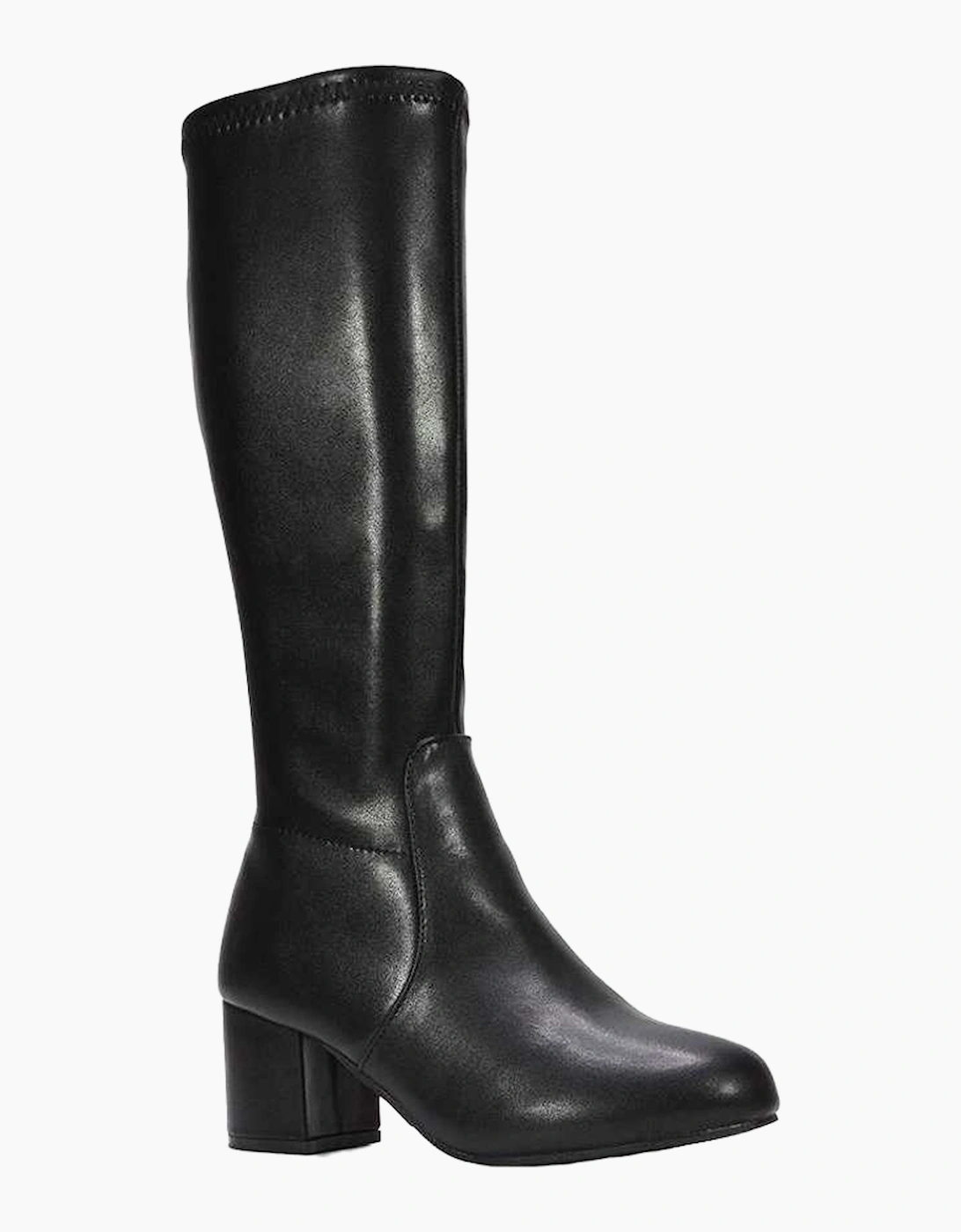 Womens/Ladies Masie Knee-High Low Mid Block Heel Boots, 6 of 5