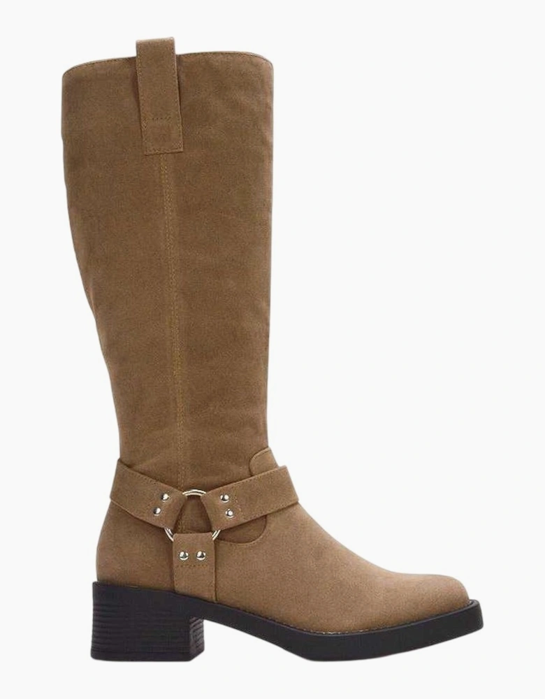 Womens/Ladies Roma Knee-High Mid Block Heel Western Boots