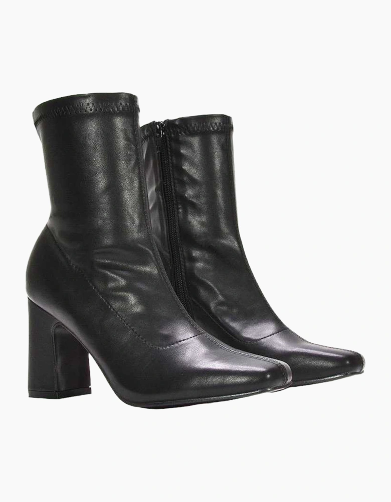 Womens/Ladies Alex Side Zip Stretch Block Heel Ankle Boots