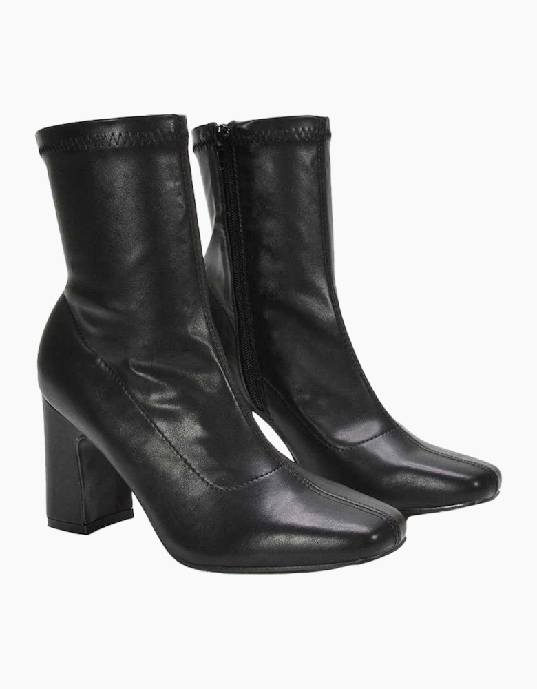 Womens/Ladies Alex Side Zip Stretch Block Heel Ankle Boots