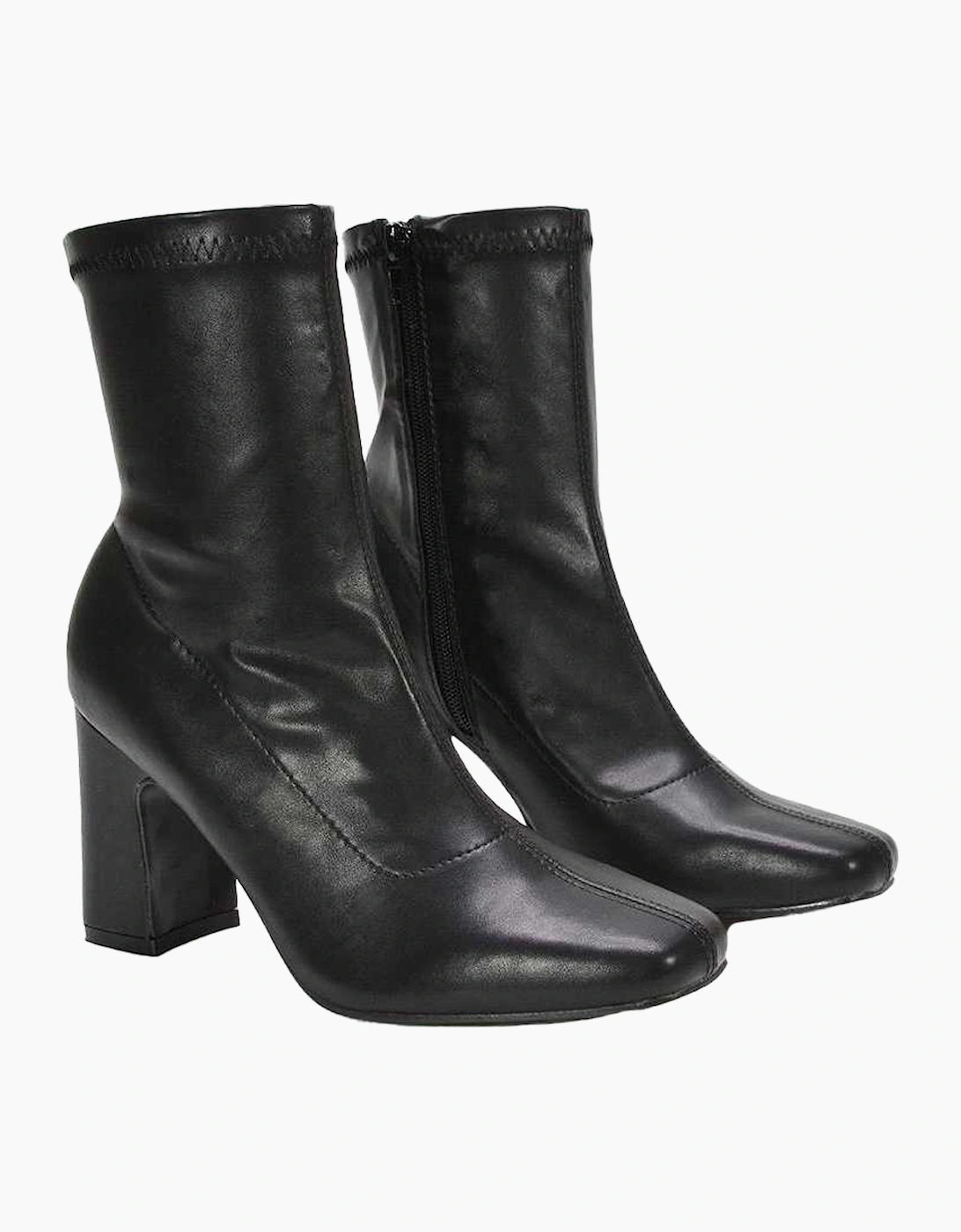 Womens/Ladies Alex Side Zip Stretch Block Heel Ankle Boots