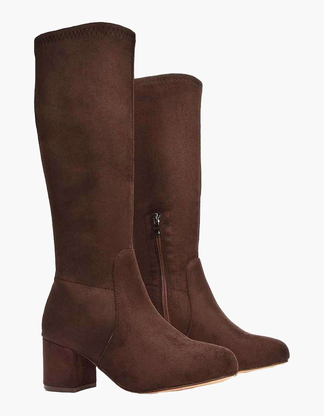 Womens/Ladies Masie Knee-High Low Mid Block Heel Boots, 5 of 4