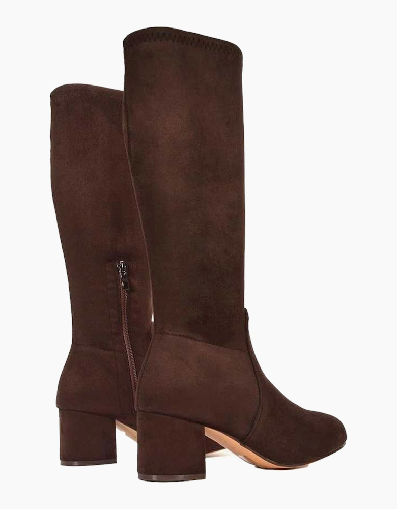 Womens/Ladies Masie Knee-High Low Mid Block Heel Boots