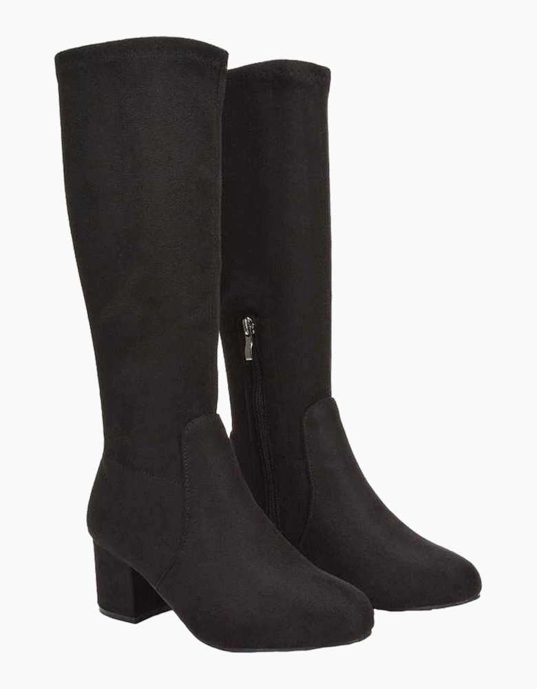 Womens/Ladies Masie Knee-High Low Mid Block Heel Boots