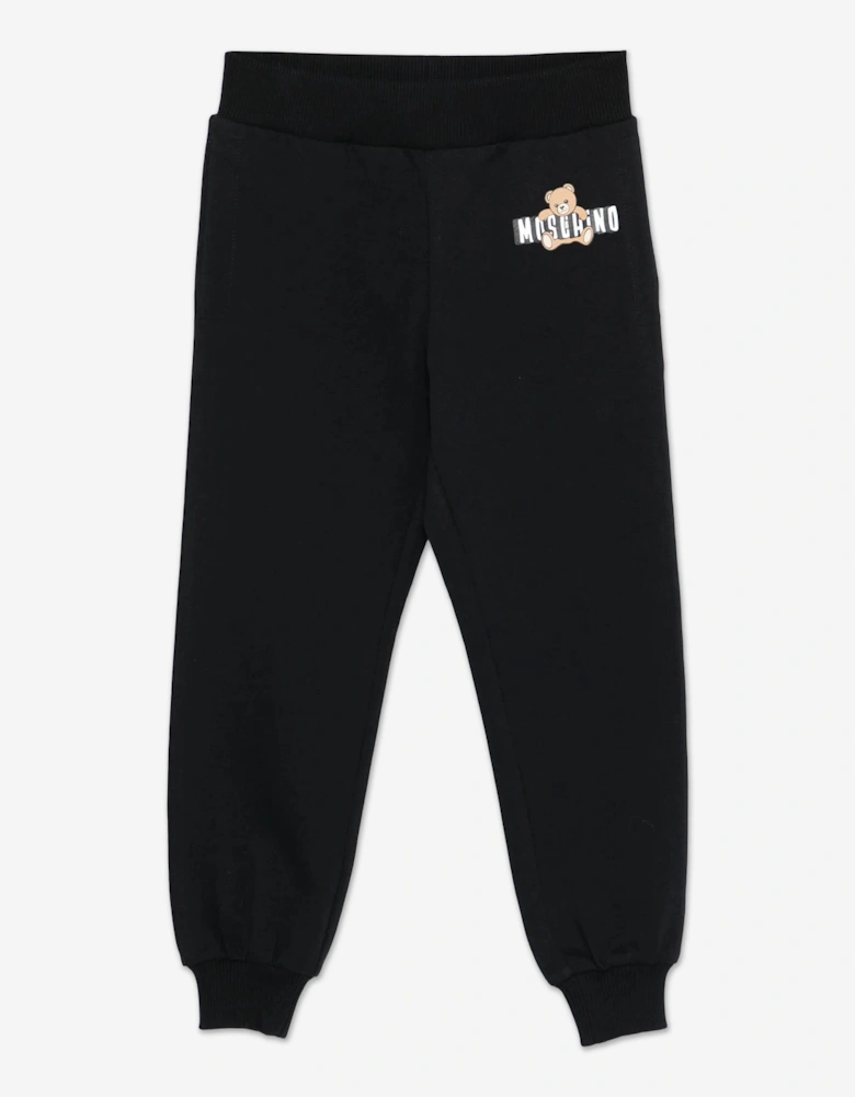 Kids Teddy Bear Logo Joggers in Black