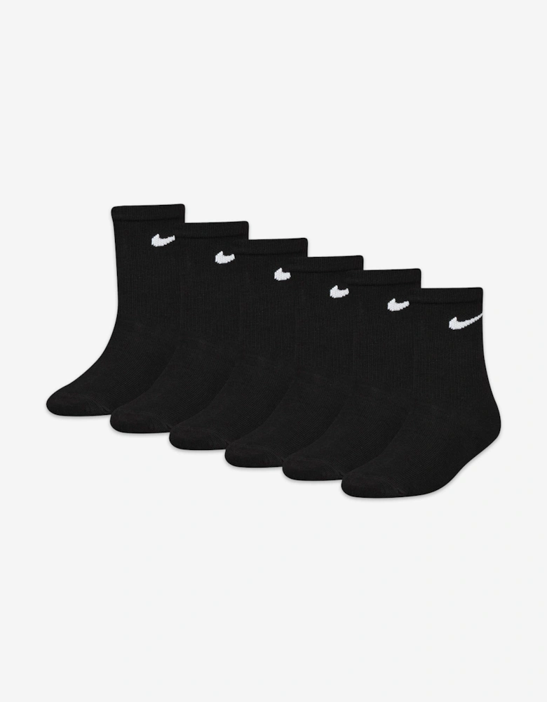 Boys Basic 6 Pack Socks Set in Black