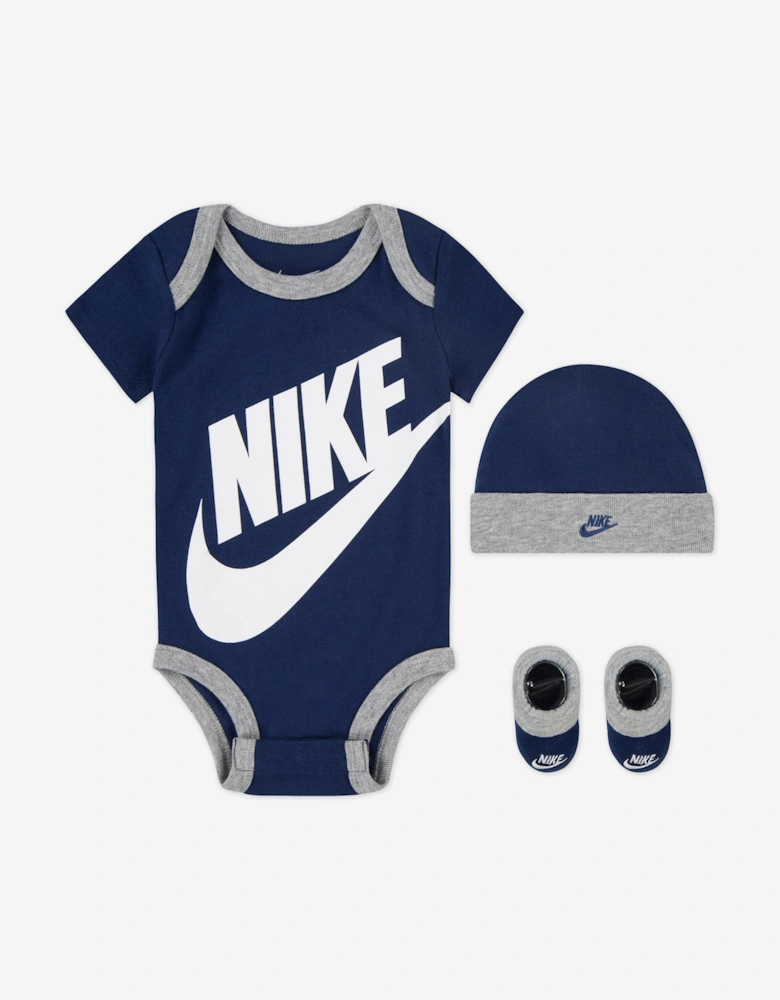 Baby Boys Logo Bodysuit Gift Set in Blue