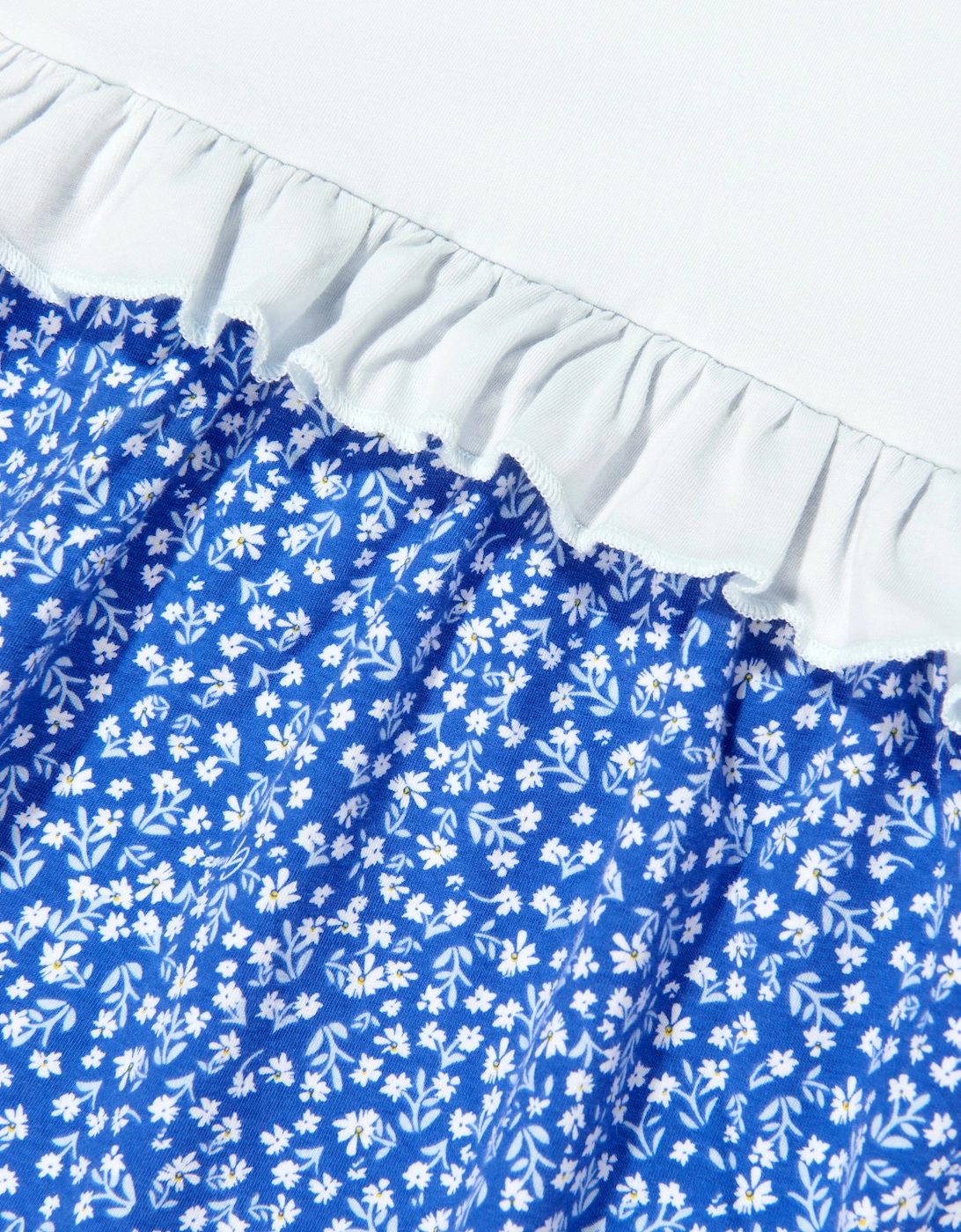 Girls Floral Jersey Dress in Blue