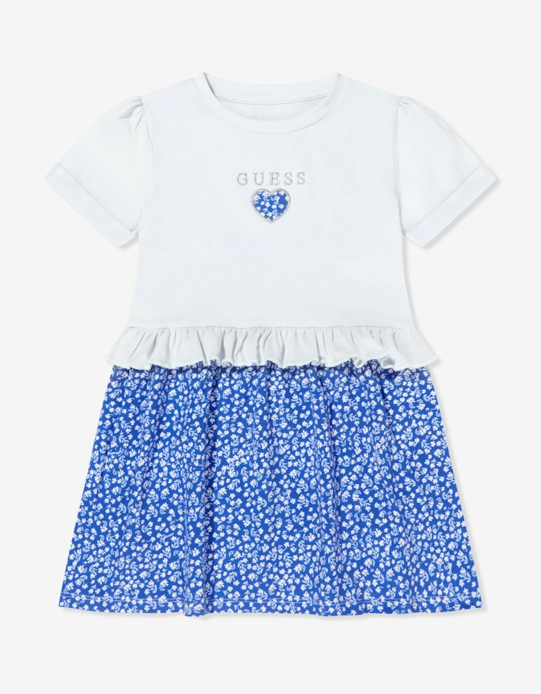 Girls Floral Jersey Dress in Blue