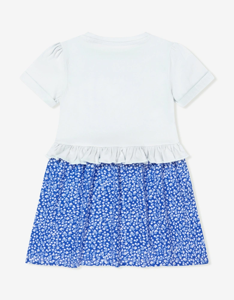 Girls Floral Jersey Dress in Blue