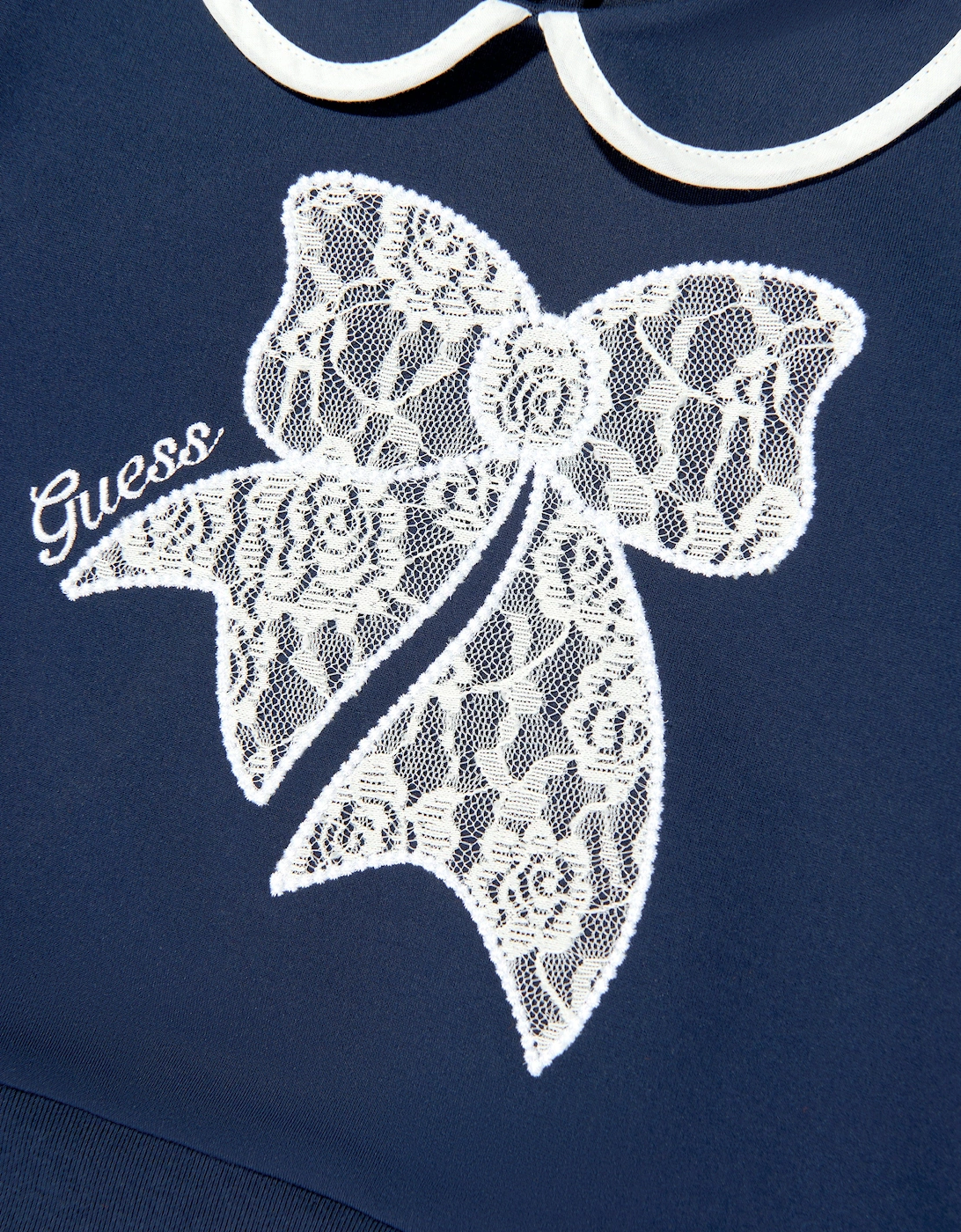 Girls Lace Bow Sweater and Skirt Set in Navy