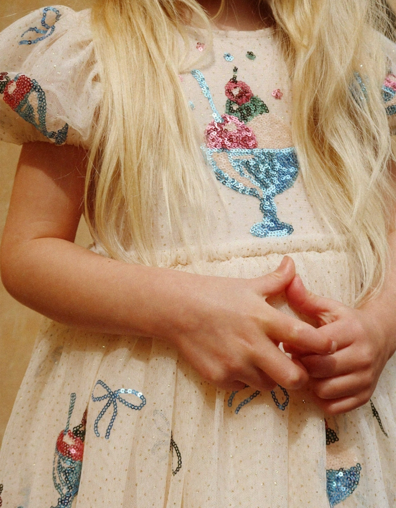 Konges Sløjd Girls Yvonne Puff Dress in Ivory