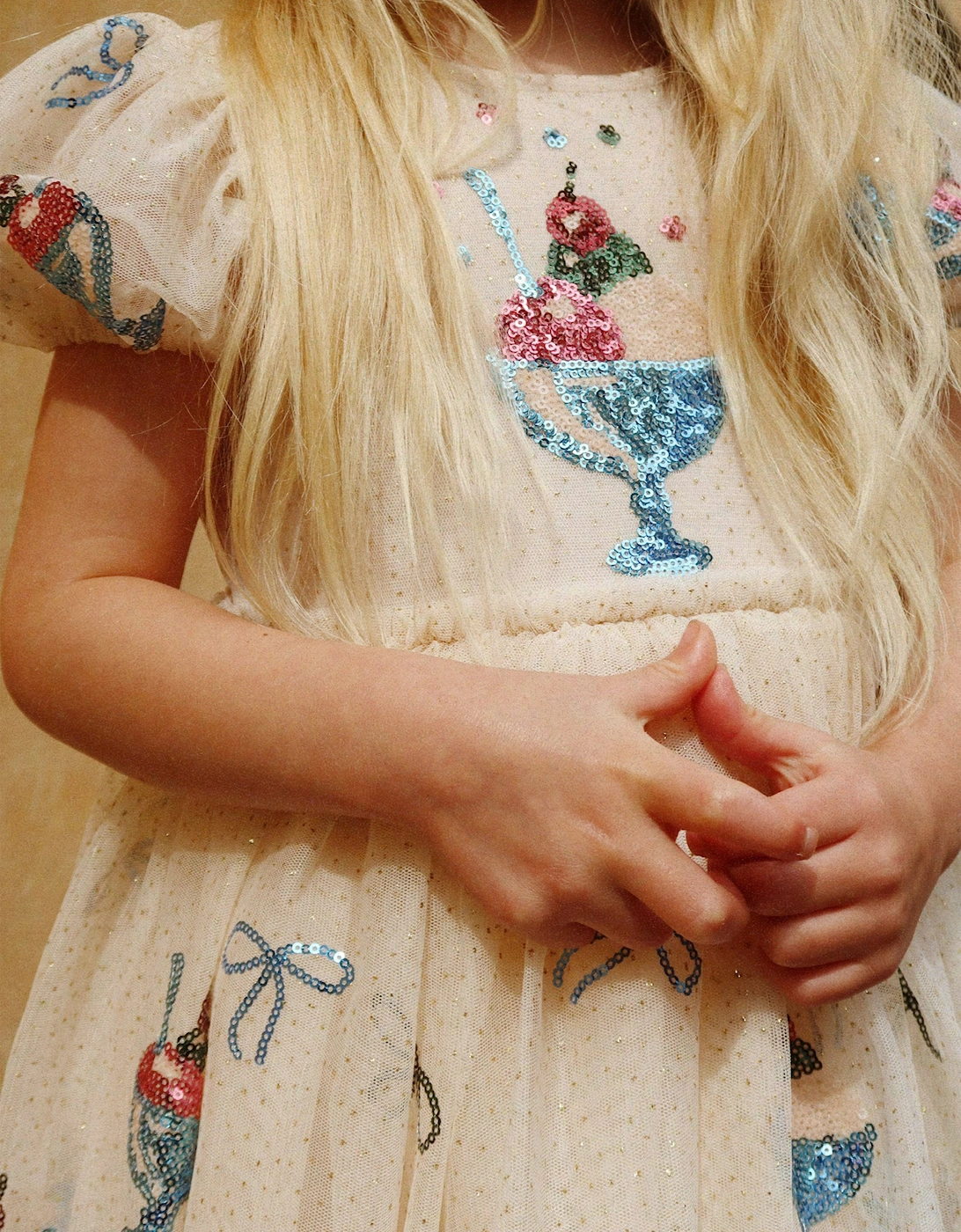 Konges Sløjd Girls Yvonne Puff Dress in Ivory