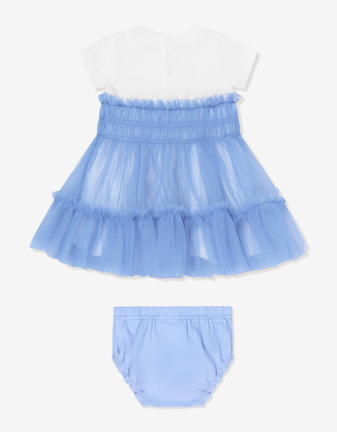 Baby Girls Mixed Fabric Dress in Blue