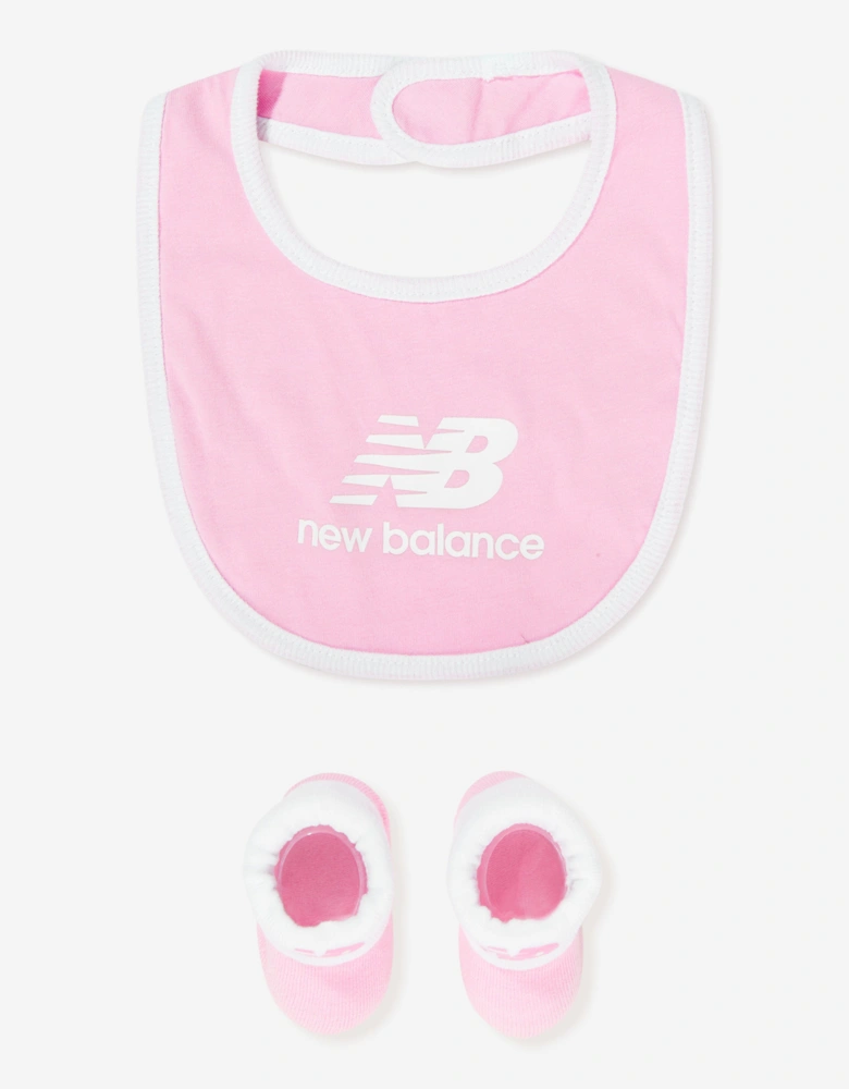 Baby Girls Bib and Bootie Set in Pink