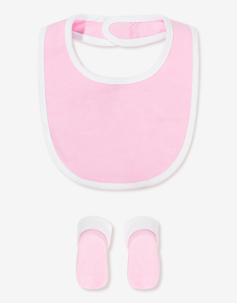 Baby Girls Bib and Bootie Set in Pink