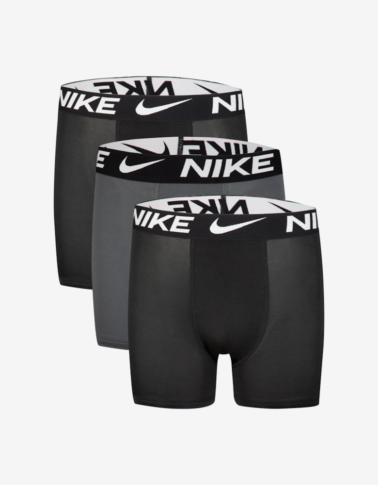 Boys Essential Micro 3 Pack Boxer Shorts Set in Black