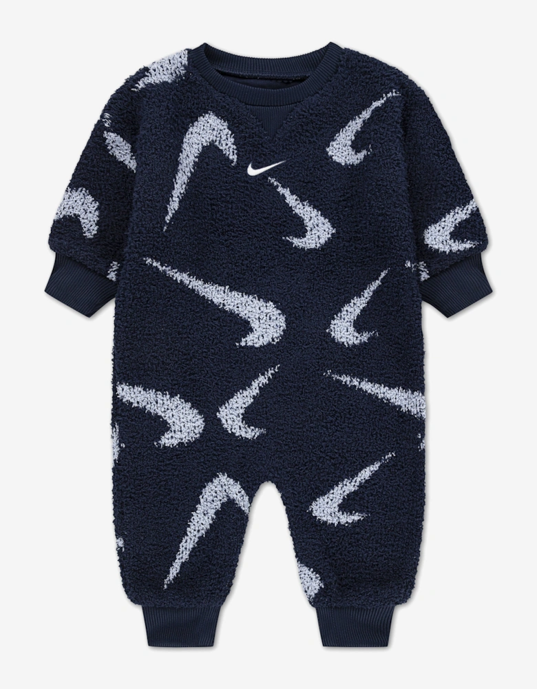 Baby Boucle Jacquard Coverall in Navy