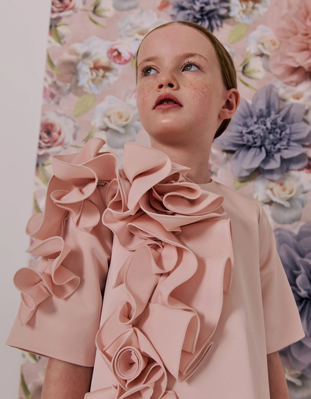 Girls Satin Orchard Dress in Pink