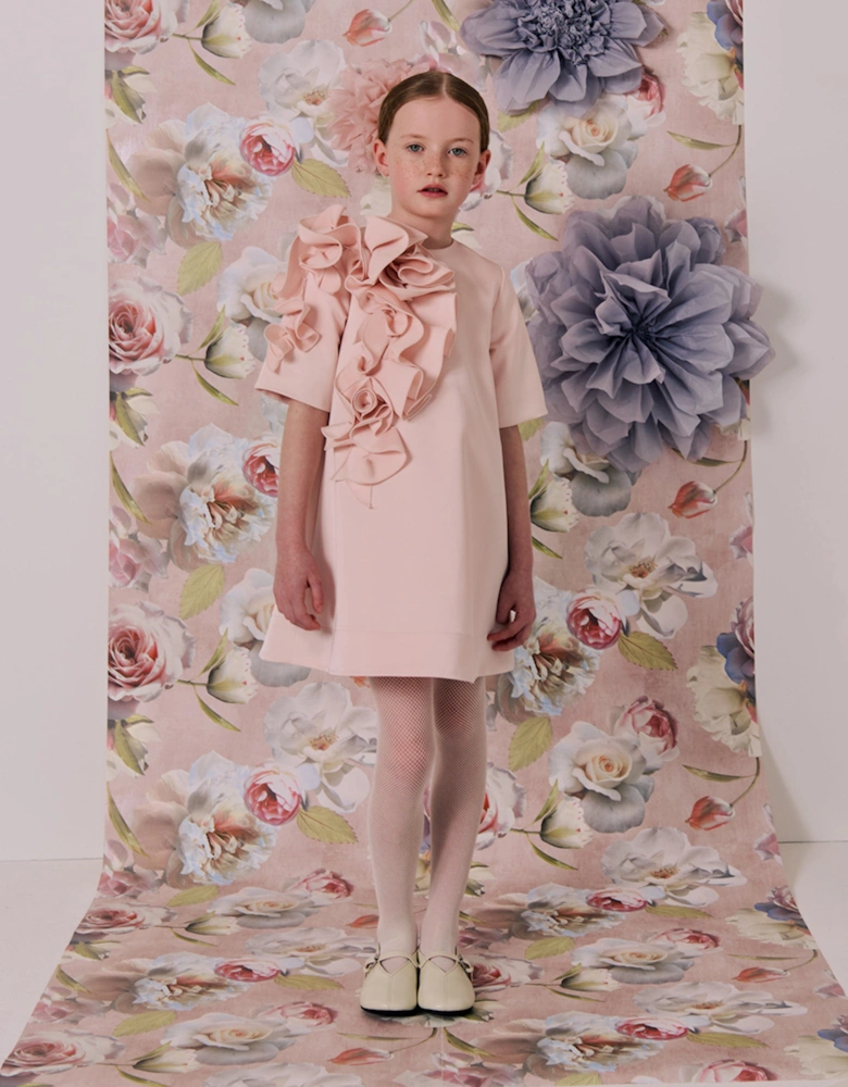 Girls Satin Orchard Dress in Pink