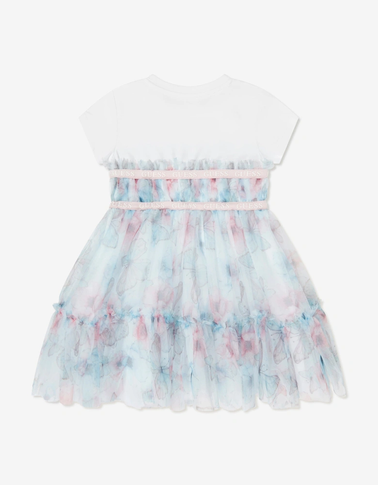 Girls Butterfly Collage Dress in Blue
