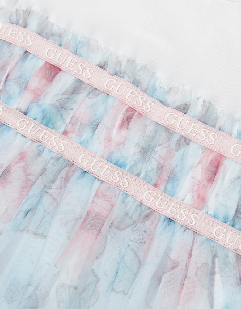 Girls Butterfly Collage Dress in Blue