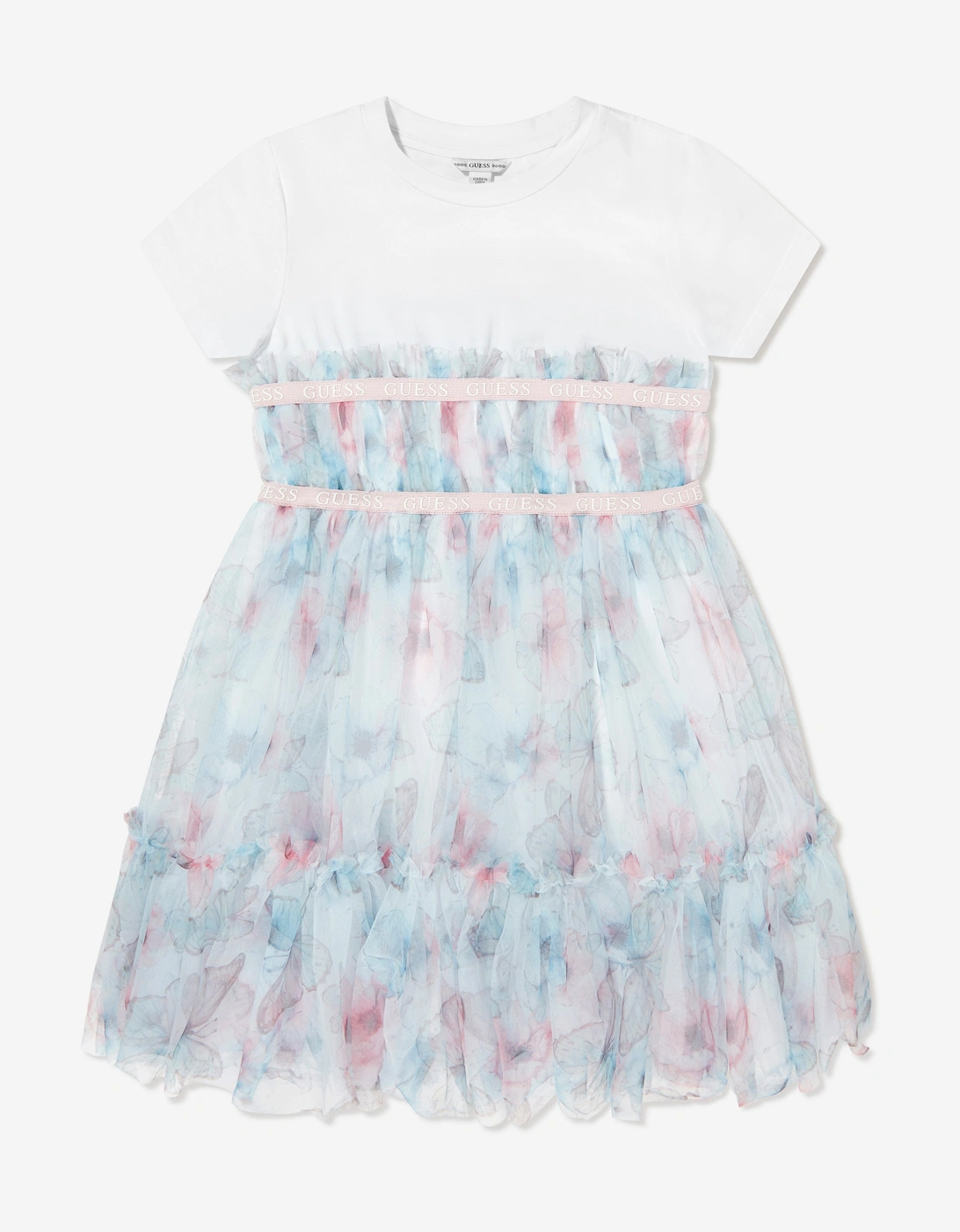 Girls Butterfly Collage Dress in Blue, 5 of 4