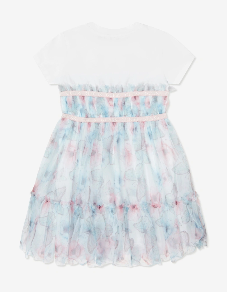 Girls Butterfly Collage Dress in Blue