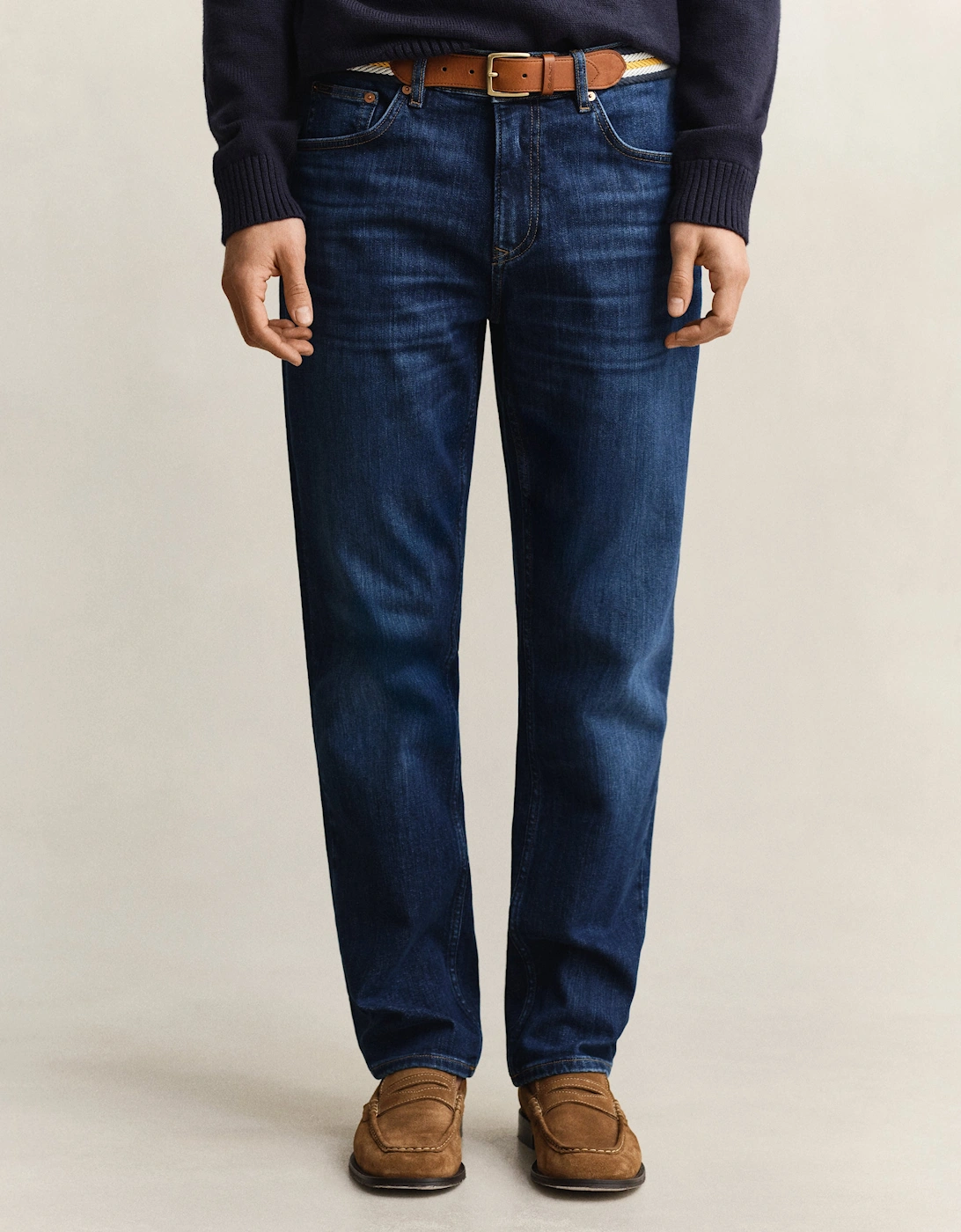 Gant Men's Mid Blue Worn In Regular Fit Jeans - 971 - Size: 34/32