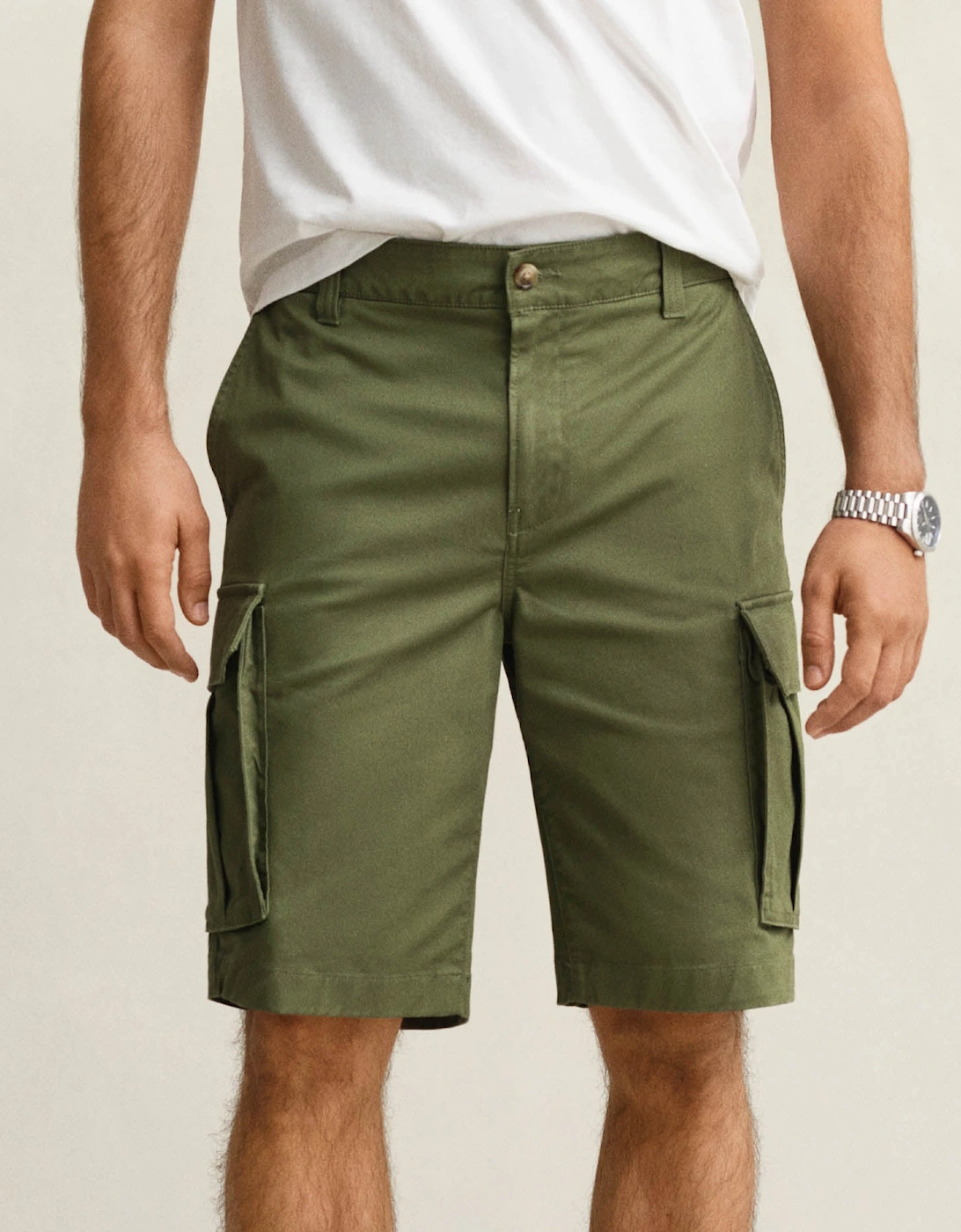 Mens Regular Fit Classic Cargo Shorts - 379 Dry Herb Green