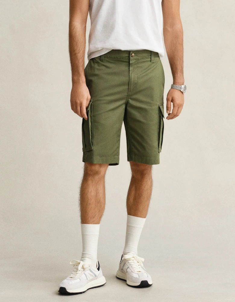 Mens Regular Fit Classic Cargo Shorts - 379 Dry Herb Green