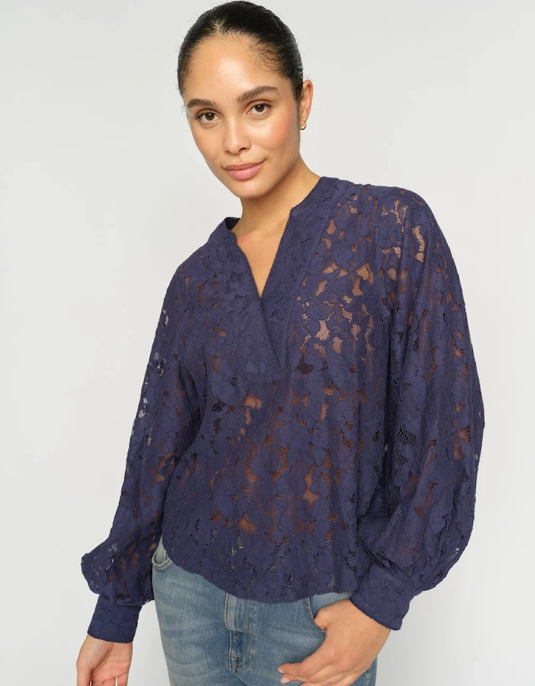 Mos Mosh Women's Yen river lace blouse - Navy - Size: 12