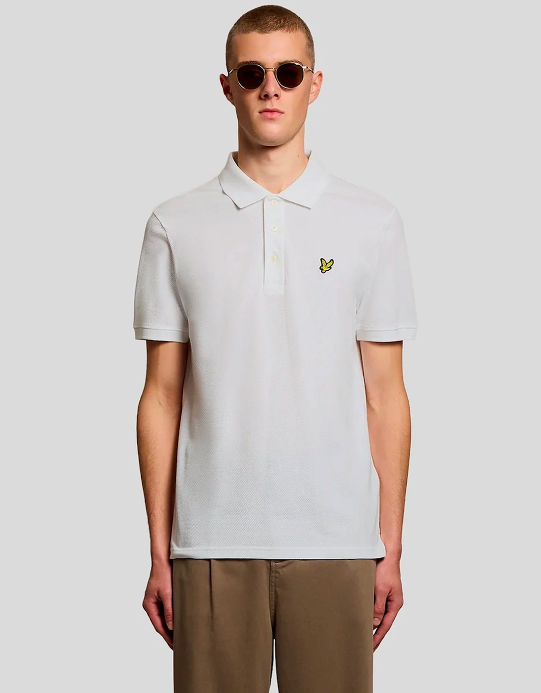Lyle & Scott Popcorn Jacquard Polo Shirt WHITE