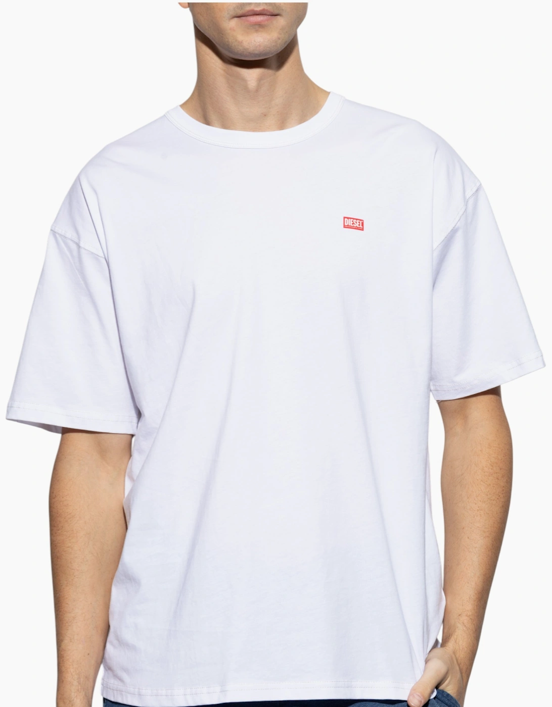 Diesel Men's White T-Shirt Cotton Relaxed Summer Tee  38 M