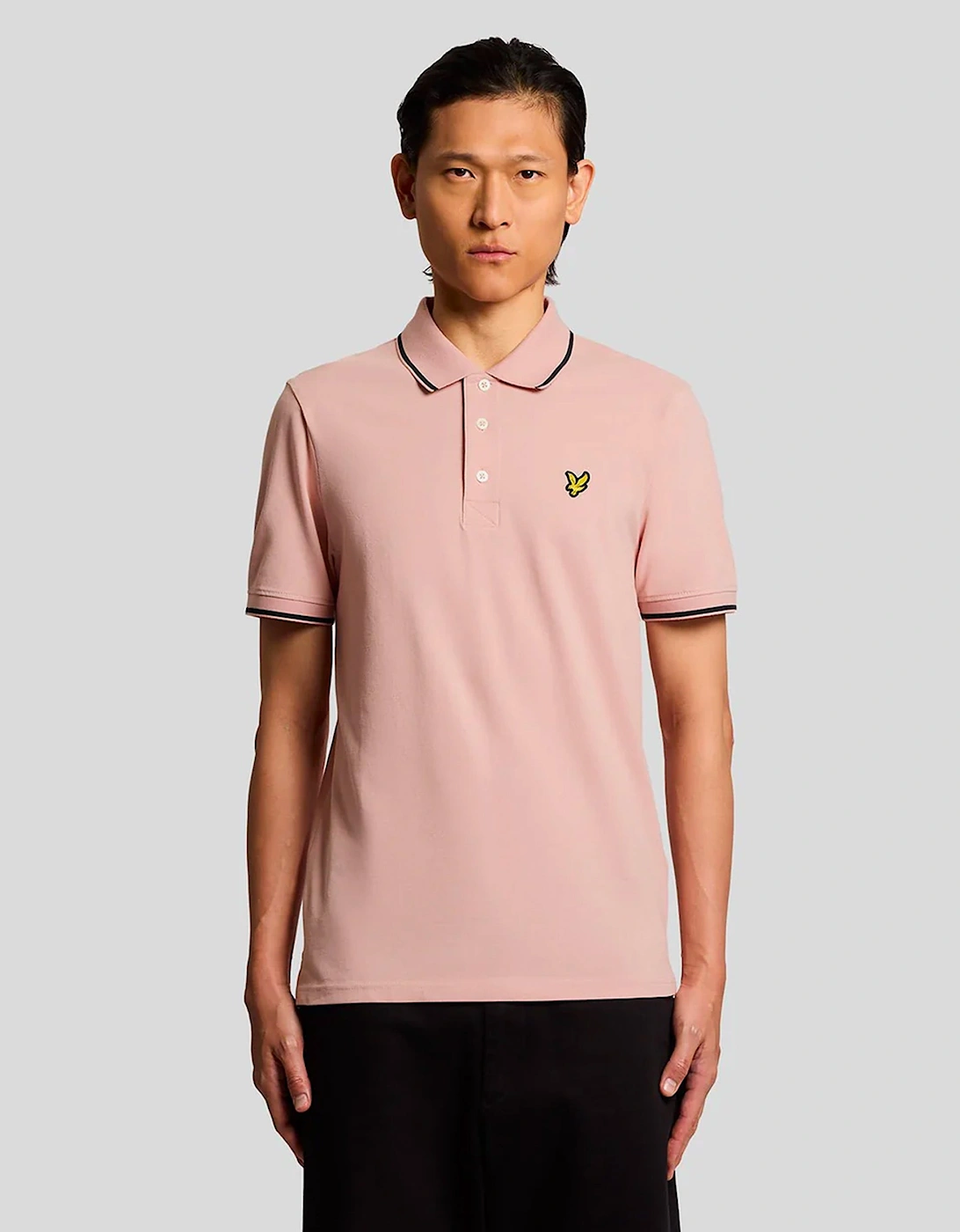 Lyle & Scott Men's Y165 Pink Grapefruit/ Dark Navy Ss Polo Shirts Tipped Polo Shirt /Dark Navy, L - Image 3