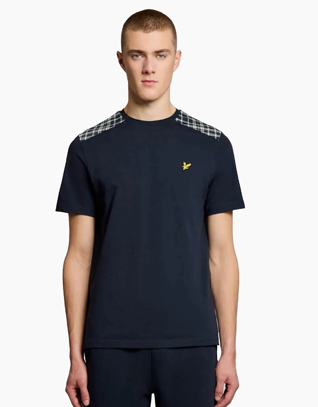 Lyle & Scott Check Panelled T-Shirt Dark Navy, 2 of 1