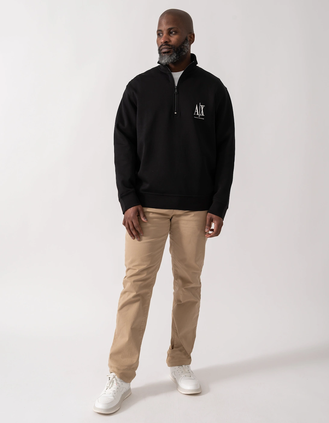 Mens Embroidered A|X Logo 1/4 Zip Sweatshirt - Black UC001