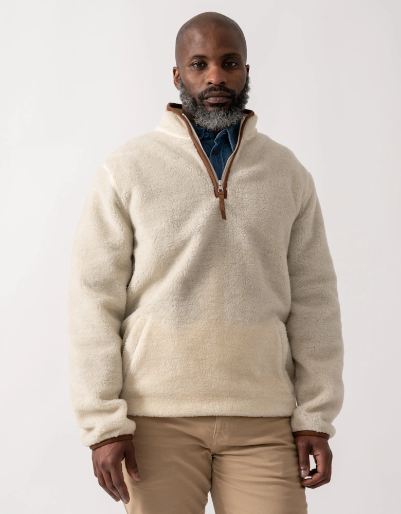 Mens Half Zip Fleece - 130 Cream