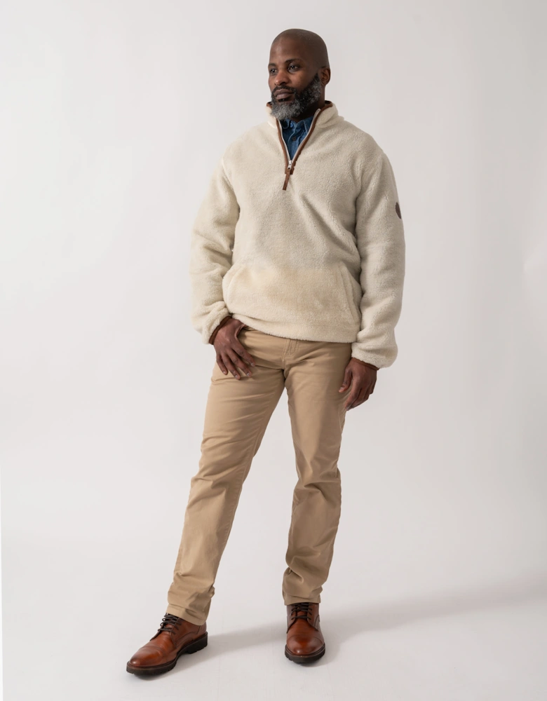 Mens Half Zip Fleece - 130 Cream