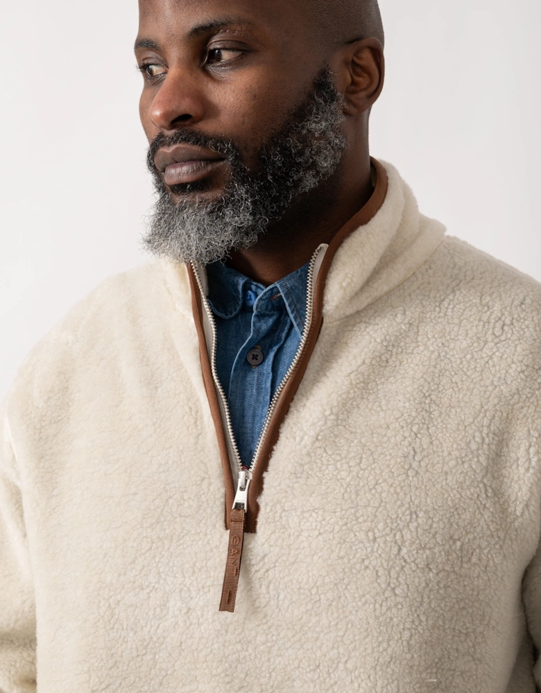 Mens Half Zip Fleece - 130 Cream