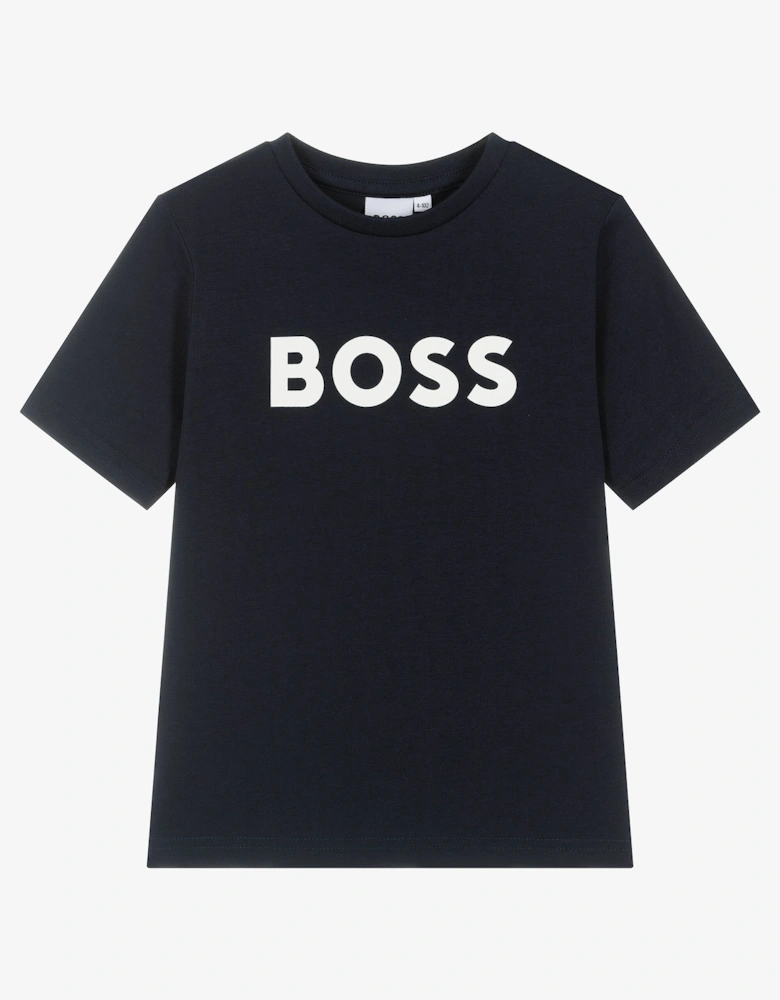 BOSS BOYS NAVY CLASSIC T SHIRT .