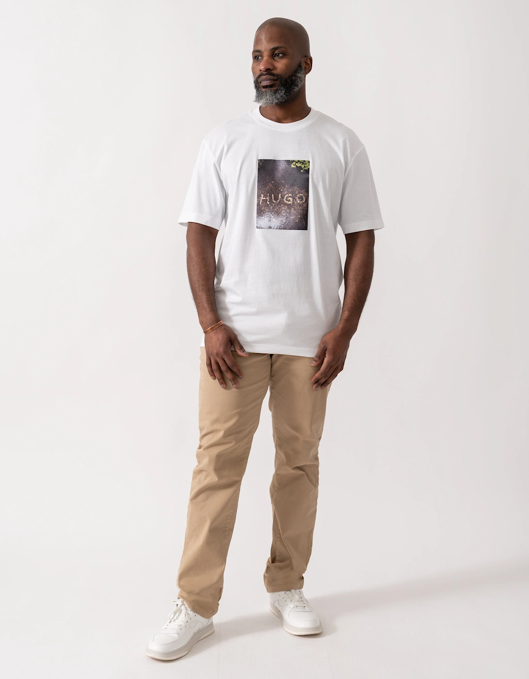 HUGO Doreston Mens Graphic T-Shirt - White 100