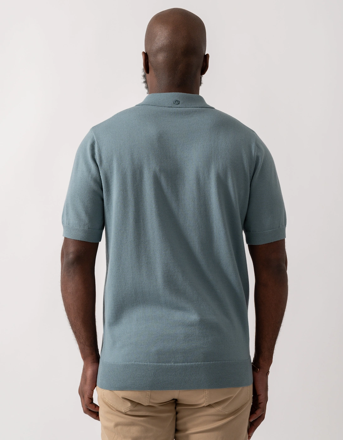 Mens Cable Knitted Polo Shirt - Stockport Blue Z20