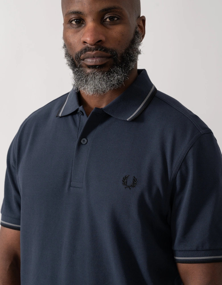 Mens Twin Tipped Signature Polo Shirt - Dark Airforce/Stockport Blue/Black 01B