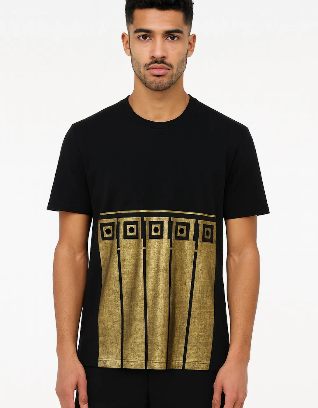 Men's Black Collection Foil Baroque Applique T-Shirt